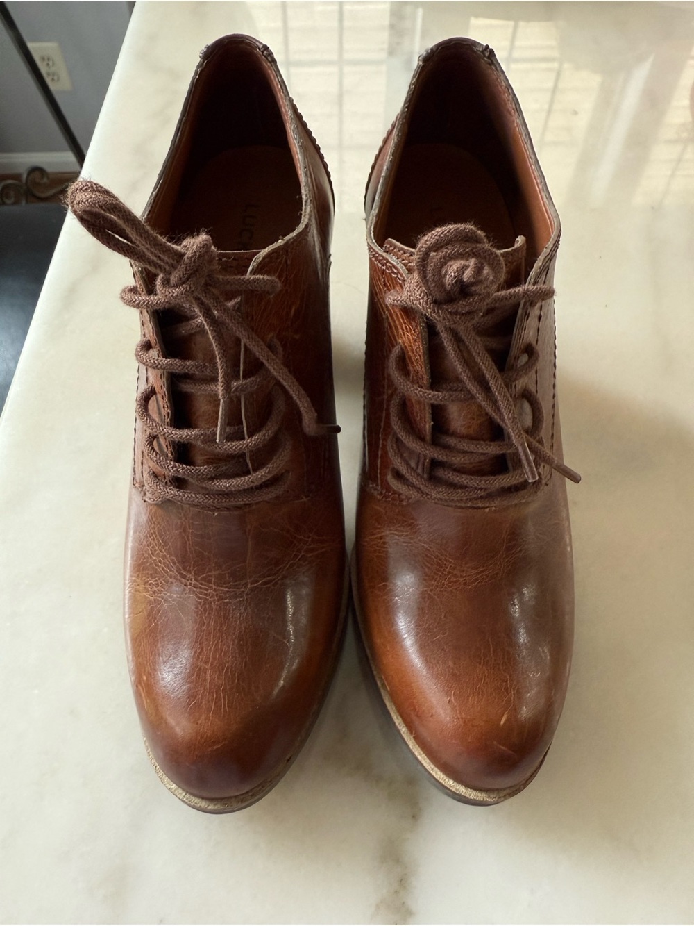 Lucky Brand Women's Brown Leather Chukka Lace-Up Boots